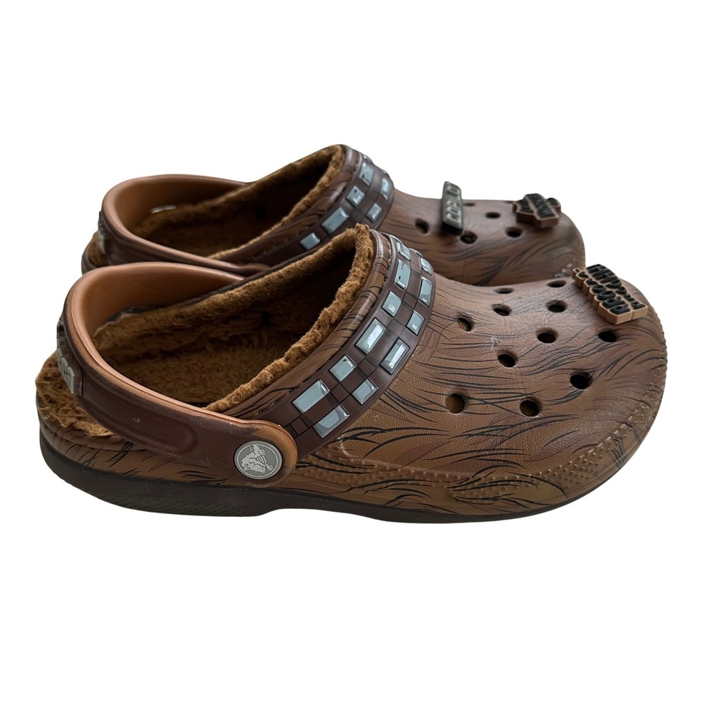 Crocs x Star Wars Chewbacca Fuzz Lined Clogs Brown Men 4 Women 6 Jibbitz Charms